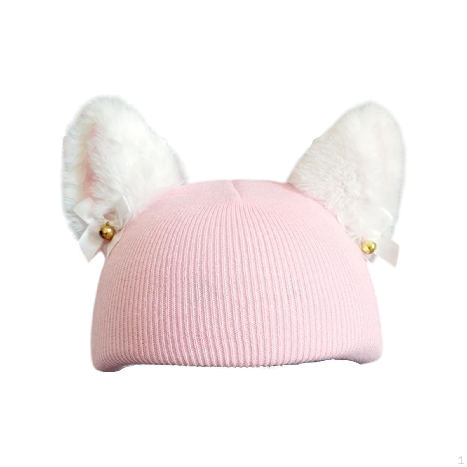 

Creative Knitted Cap for Skiing And Snowboarding Gear Pink Rabbit Ear
