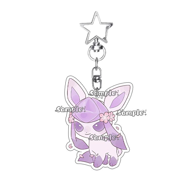 Anime Cartoon Umbreon Eevee Espeon Acrylic Keychain Key Chain Ring Backpack Charm Accessories Homemade Pendant Gift for Friends