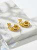 Waterproof Stainless Steel Geometric Hollow Out Stud Earrings, Modern Minimalist Gold Plated Earrings for Women