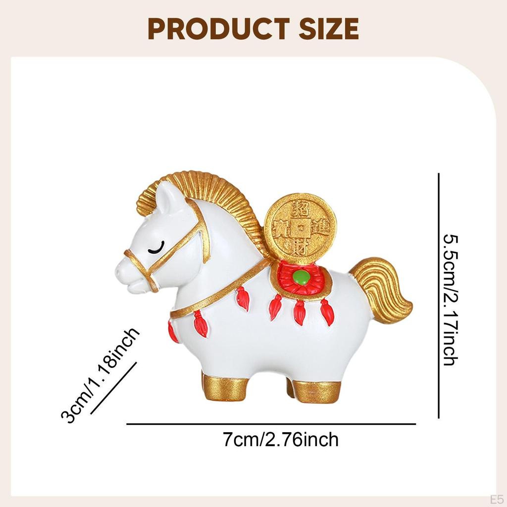 Horse Figurine Desktop Ornament Art Crafts Cartoon Resin Feng Shui Gift Animal Sculpture for Desk