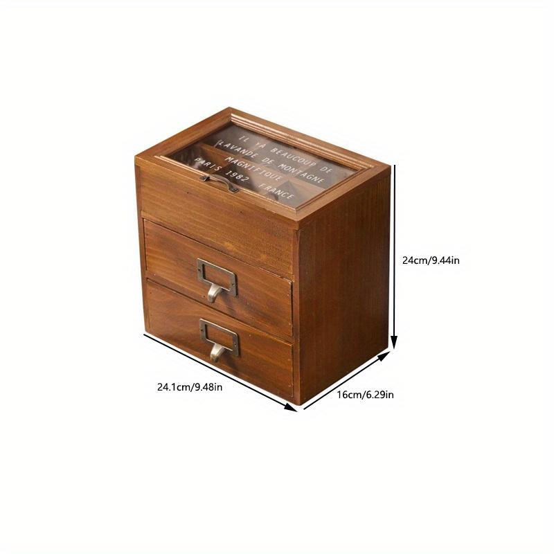 

27*26*20см1шт Винтажный стеклянный пыленепроницаемый шкафчик для хранения ювелирных изделий и парфюмерии с шестью отделениями и двумя ящиками, многоярусный кейс для хранения коллекционных предметов. 1pc