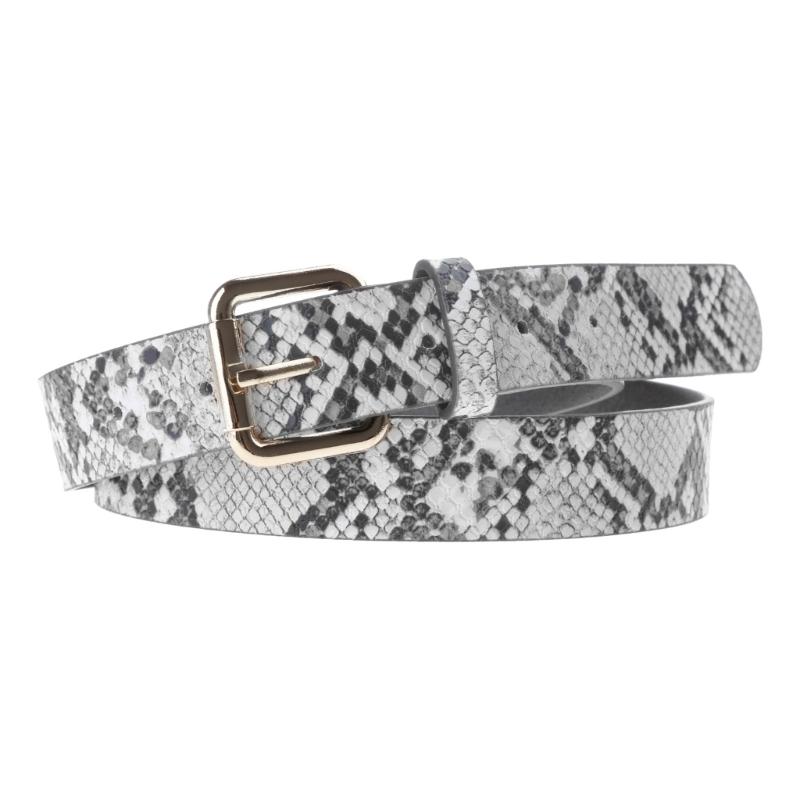 

Simple Adult Unisex Waist Belt Vintage Snake Pattern PU-leather Fashion Rectangle Buckle Belt for Security Checking
