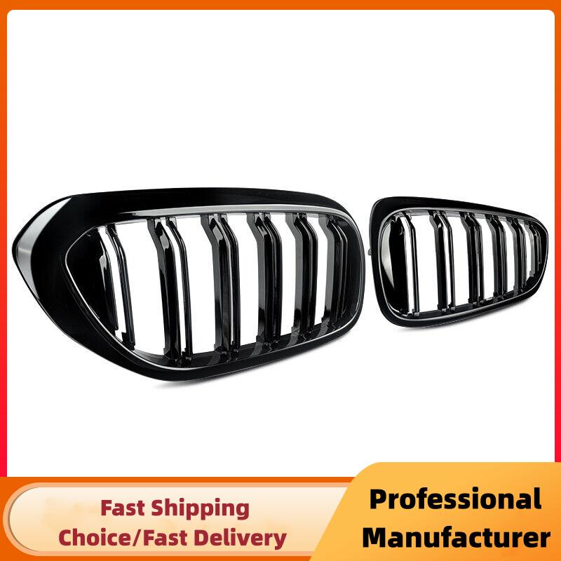 Car Front Bumper Racing Grille For BMW 5 Series G30 G31 520i 530i 540i M5 2017- Double Slat Kidney Grill Glossy Black Grille