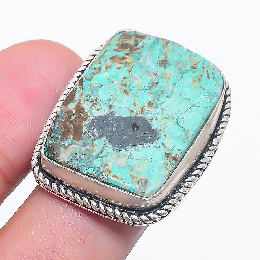 Tibetan Turquoise Gemstone 925 Sterling Silver Jewelry Ring Size 8