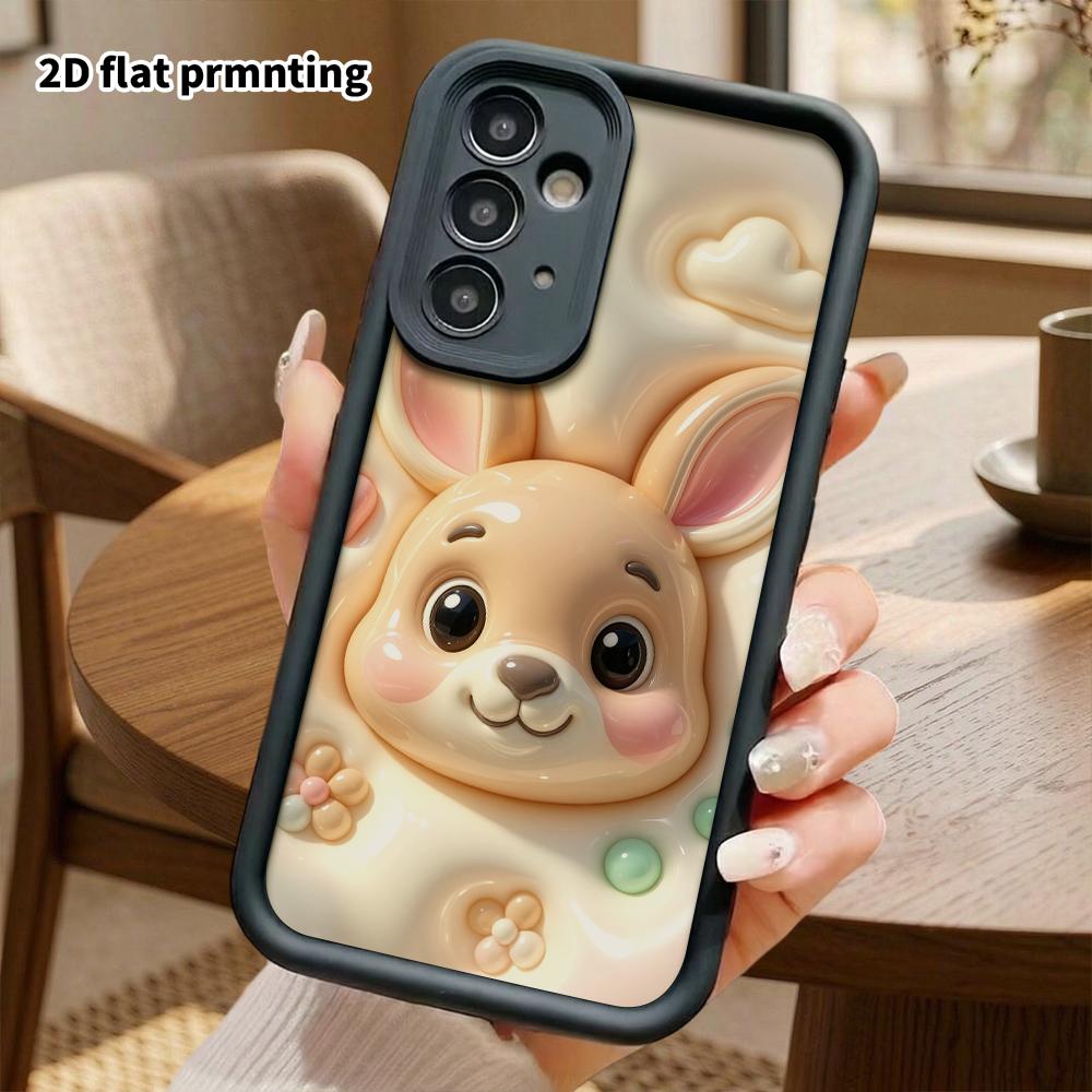 Phone Case: 2D flat, suitable for Samsung Galaxy A34 A35 M05 M06 S20 S22 S21 FE Plus 5G protective cases, light beige little bunny, perfect holiday gi