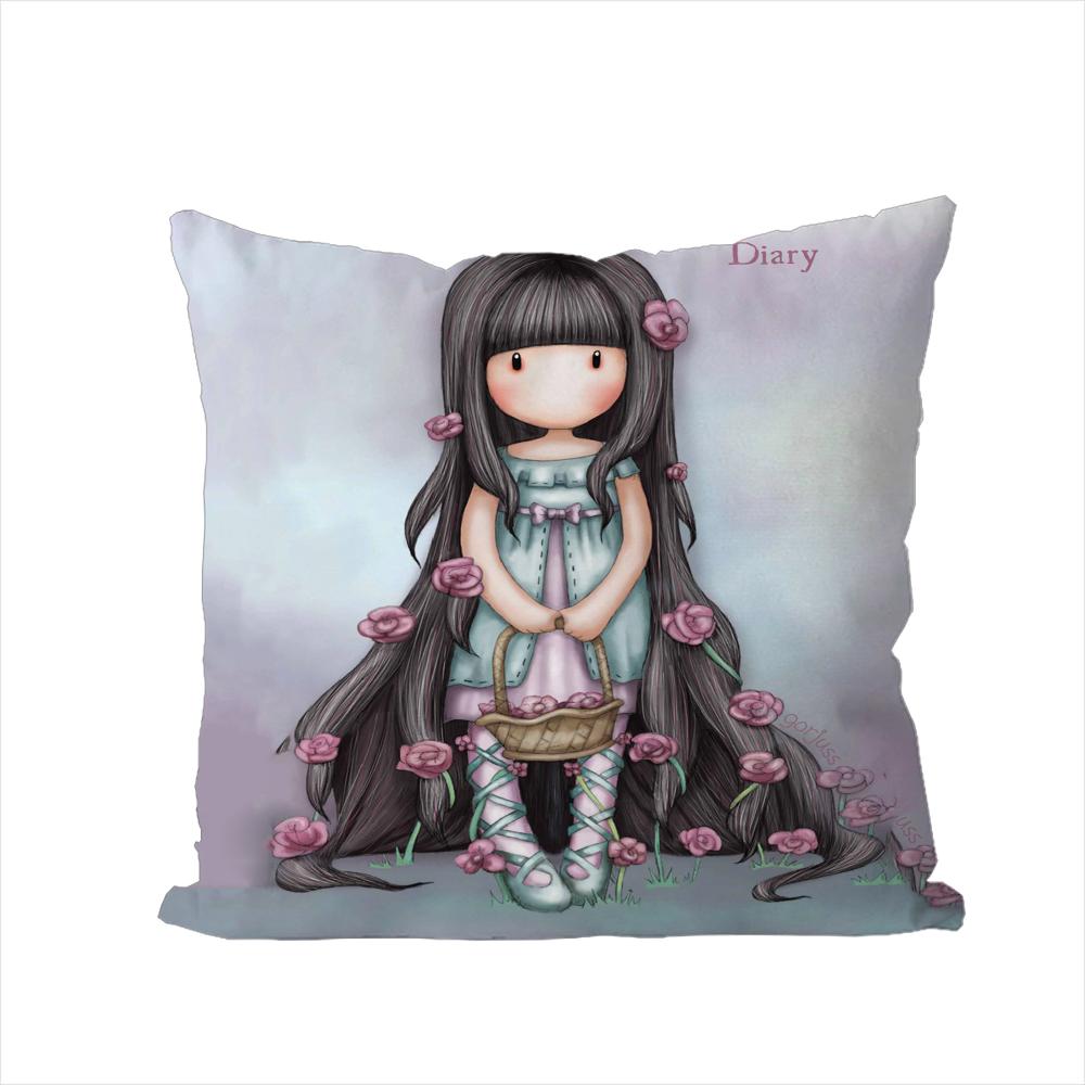 SSantoro Gorjuss Pillow Case For Car Sofa Decorative Home Doublesided Print Plush Square Throw Pillow Cushion Cover