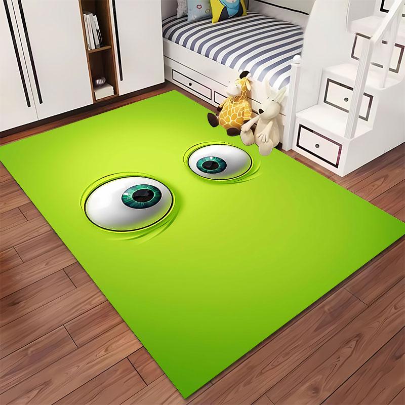Green Cartoon Eyes Design Carpet suitable as a non-slip mat for the living room or bedroom sofa