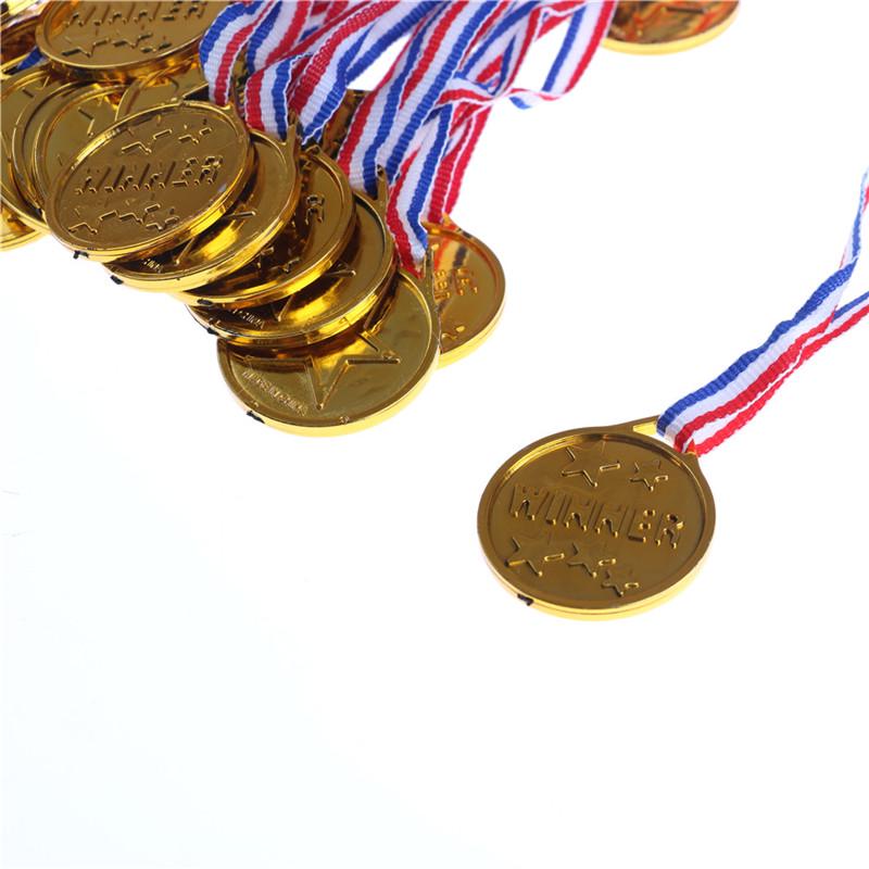 20Pcs Children Gold Plastic Winners Medals Sports Day Party Bag Prize Awards Toys For Party Decor