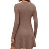 JKASHDK Women's Fashion Spring Fall Solid Color Print Long Sleeve O-Neck High Waist  Casual Dresses