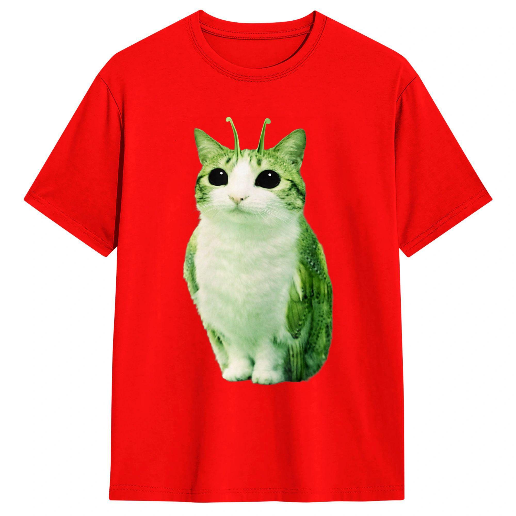

Cat Owl Funny Alien Cat TShirts Unisex Vintage Pure Cotton Tee Shirt Crewneck Short Sleeve T Shirts Summer Clothing S