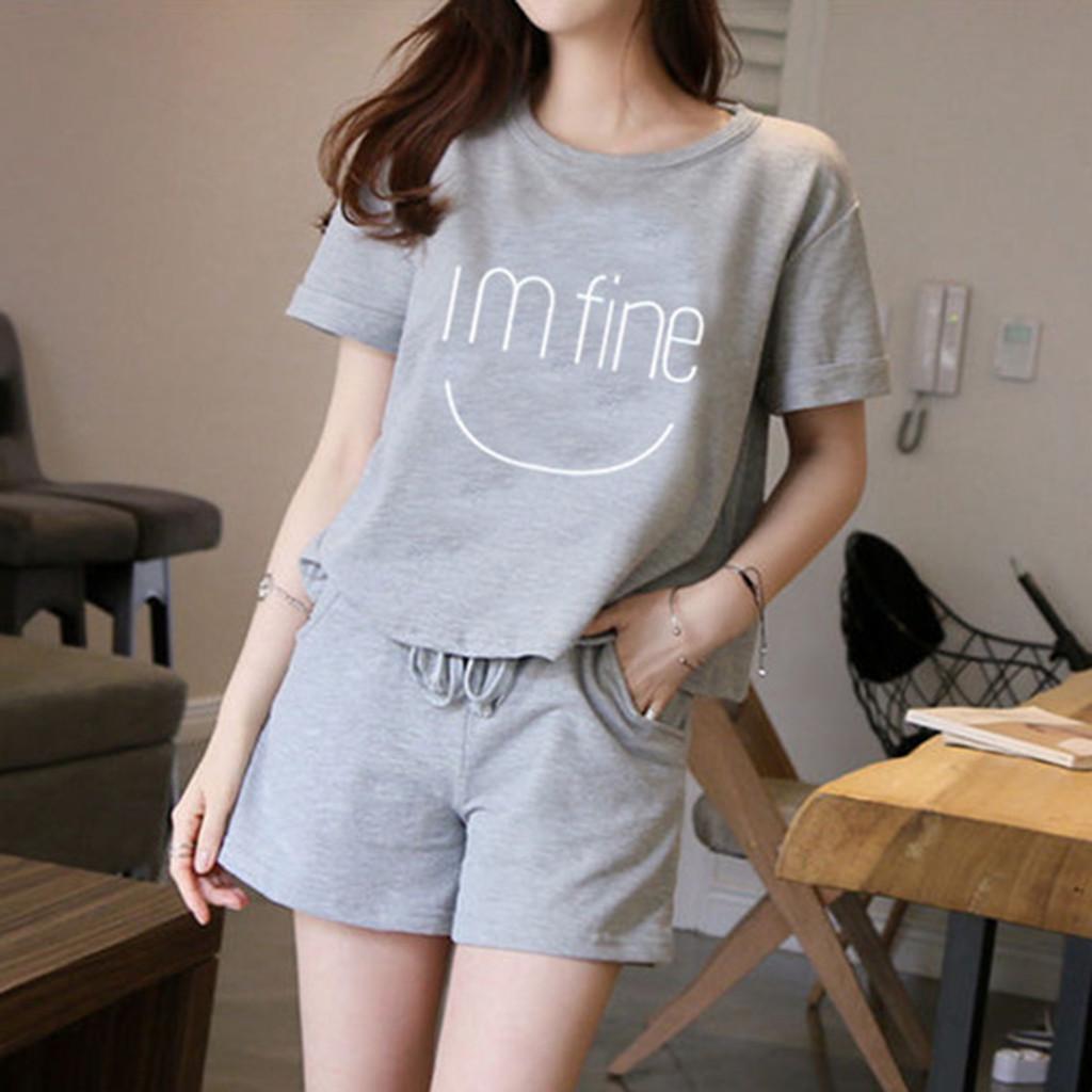 Short Sleeves T-shirt + Shorts Pajamas 