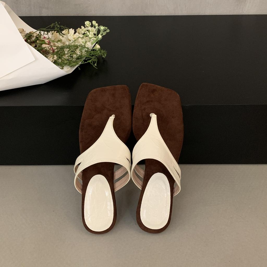 Fashion Bailamos Brand Women Clip Toe Sandals Women Mid Heels Shoes Fashion Beach Slippers Designer Summer Cozy Pumps Slides Retro Shoes