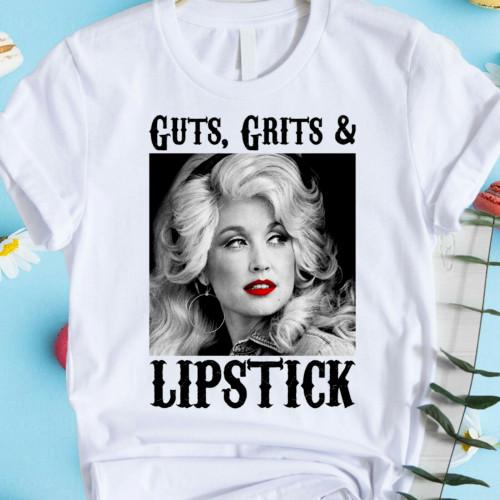 

Rare Dolly Parton Western Guts Grit Lipstick Cotton White Men All Size T-shirt 3XL