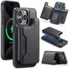 MAGKING K3 Series For iPhone 15 Pro Case Compatible with MagSafe Wallet PC+TPU+PU Phone Cover
