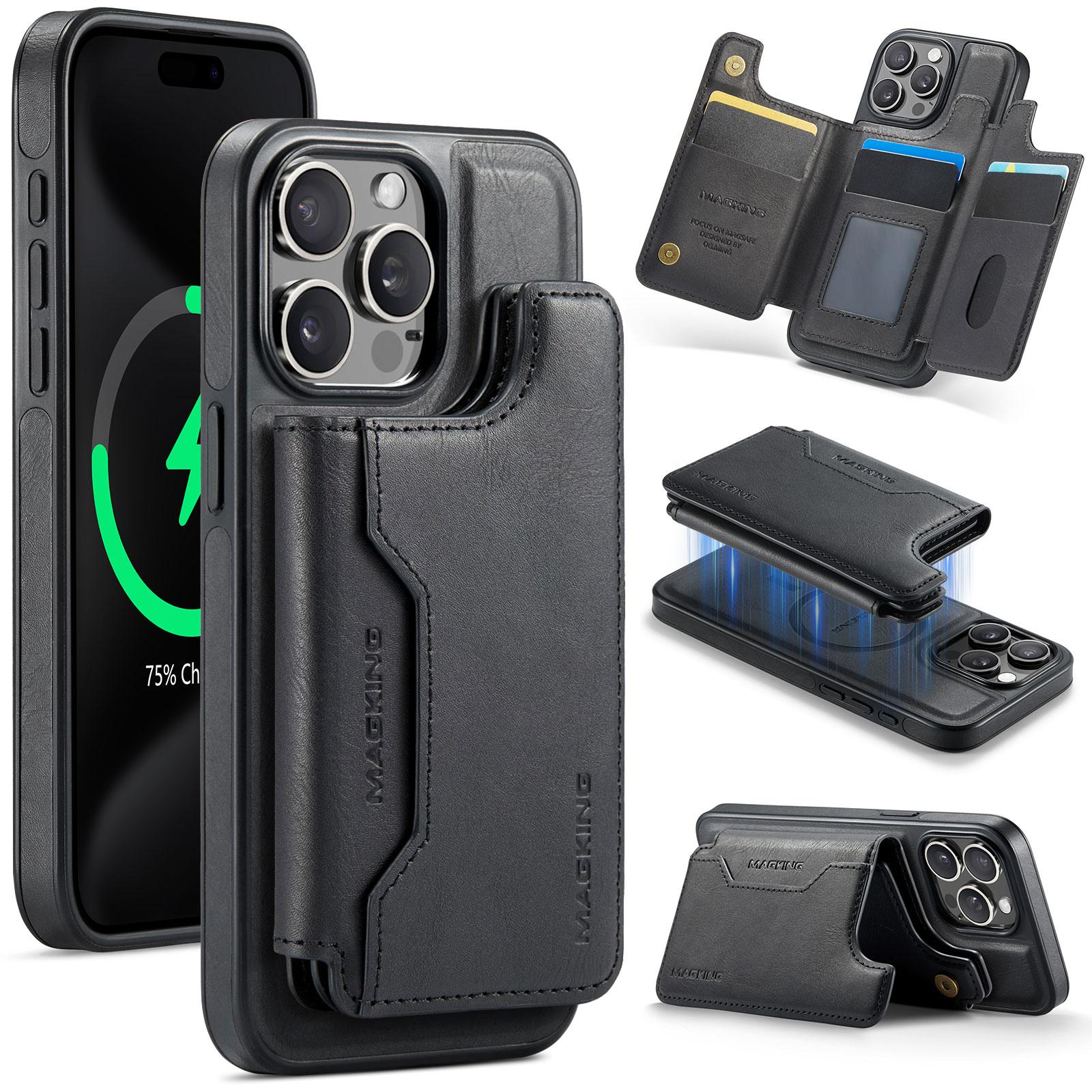 

MAGKING K3 Series For iPhone 15 Pro Case Compatible with MagSafe Wallet PC + TPU + PU Phone Cover B
