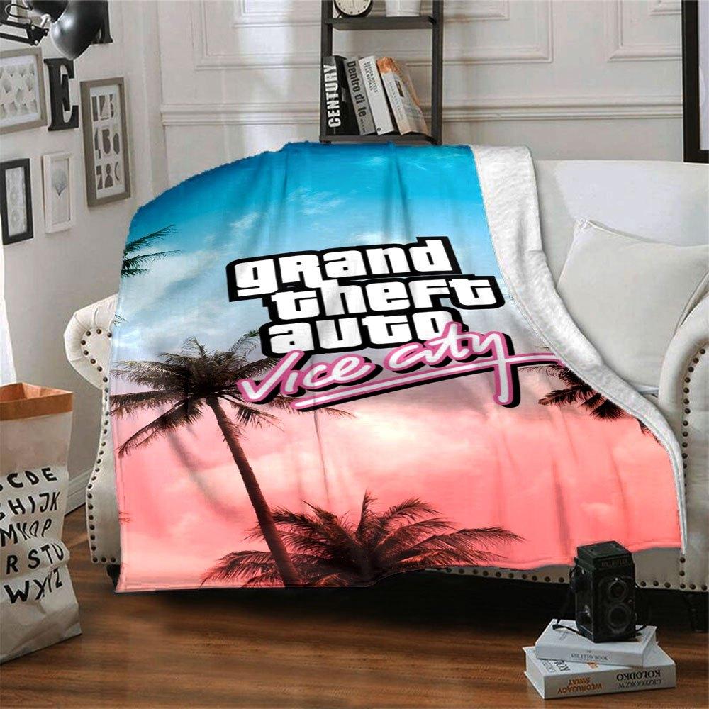 

1pc Grand Theft Auto Soft Flannel Blanket with Designer Print - A cozy blanket for all seasons, perfect for the couch, bed, officeB30 80cmx120cm(31inx47in)