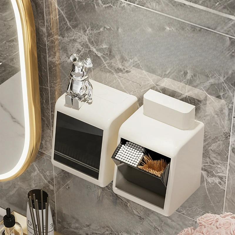 Press Toothpick Box Light Luxury Creative Toothpick Cylinder Wall Hanging Cotton Swab Box High-end Desktop Storage Box Floss Jar