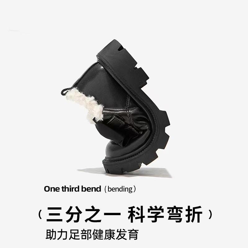 Girls shoes Children's princess small leather shoes 2025 autumn and winter new winter girls single shoes soft-soled fluffy shoes