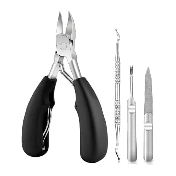 Nail clipper nipper set, 4 items, care for ingrown toenails, for ingrown toenails, hard nails, thick nails, non-slip, for both hands and feet,