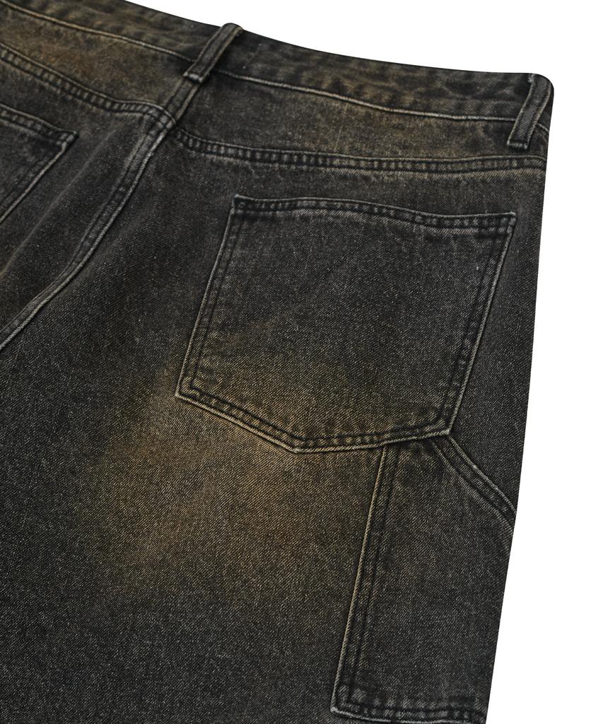 STANDARDERROR 87-Stan110 [Newtro] Minimal Washed Pintuck Bermuda Denim Pants Vintage Black