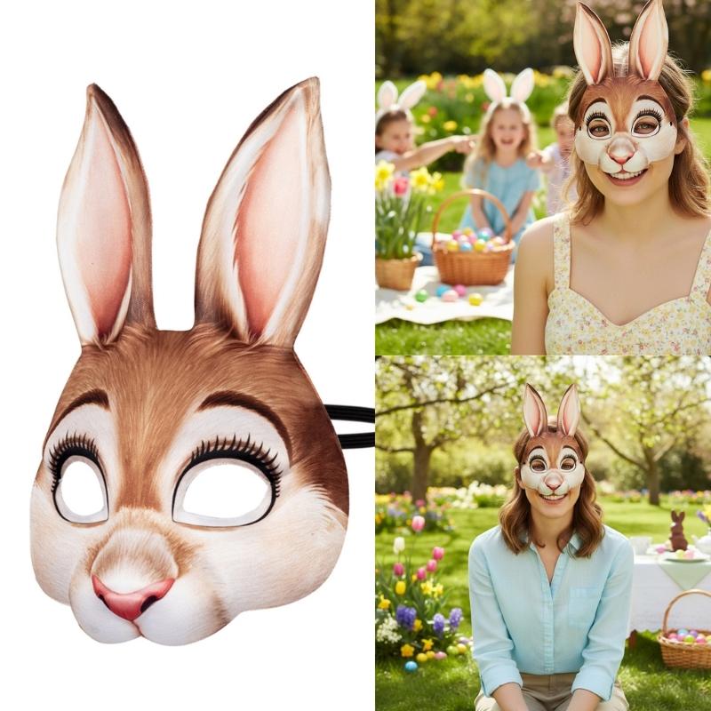1/2/3dílná pohodlná přenosná EVA králičí maska na velikonoční večírky, maškarní plesy, měkké materiály, kreslený design, festivalová akce