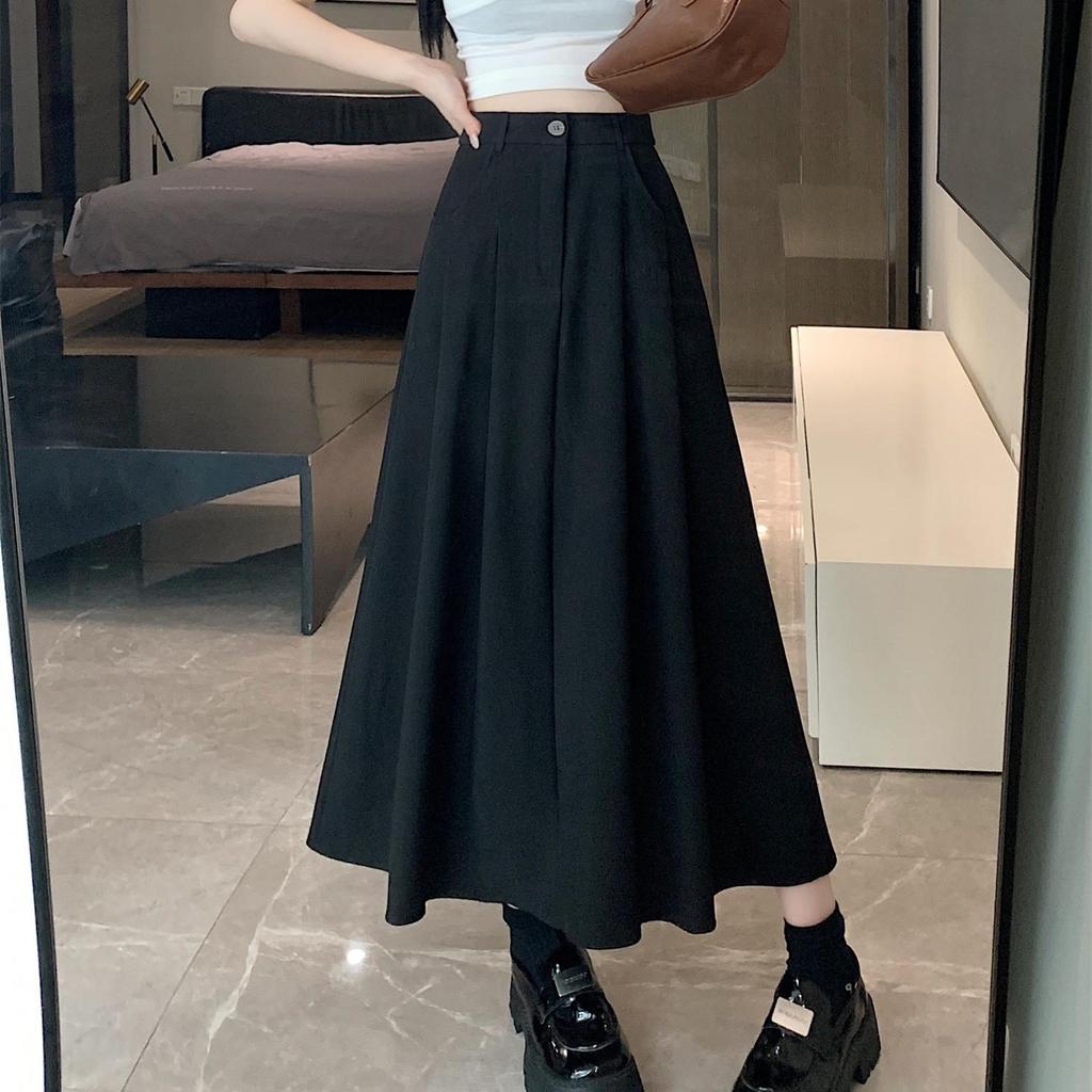 Women's High-Waist A-Line Skirt - Spring/Autumn Korean Style