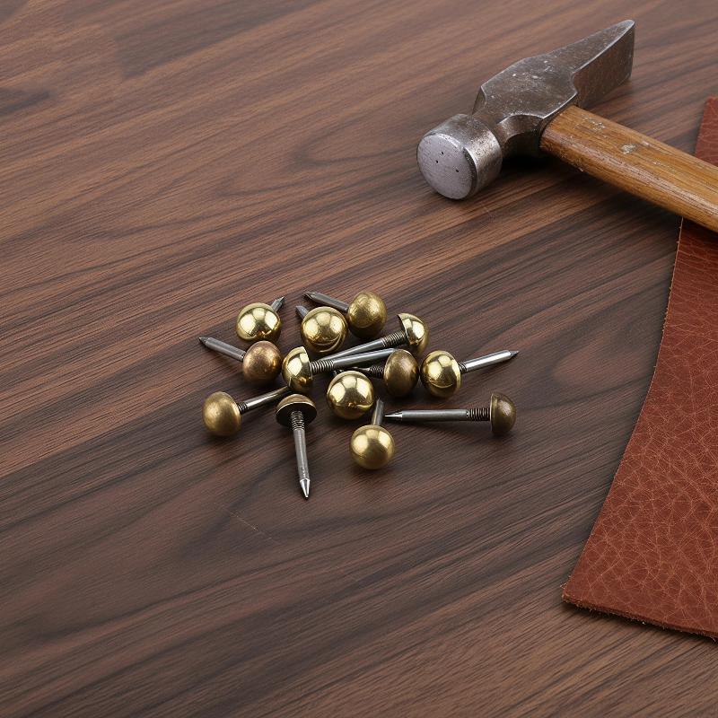 10Pcs Upholstery Nails Solid Brass Retro Studs Thumb Tacks Furniture Fastener Vintage Decor Sofa Door 6/8/10/12Mm Head 22Mm Long