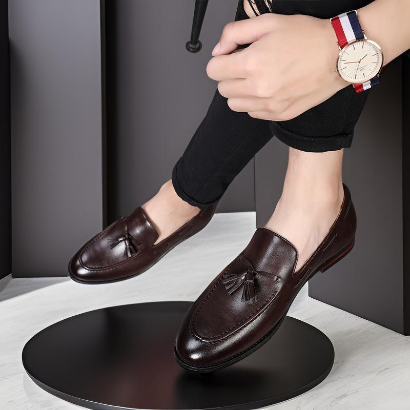 Shoes men's shoes spring British Korean version men's casual leather shoes Doudou shoes men's summer men's leather shoes one piece 2025
