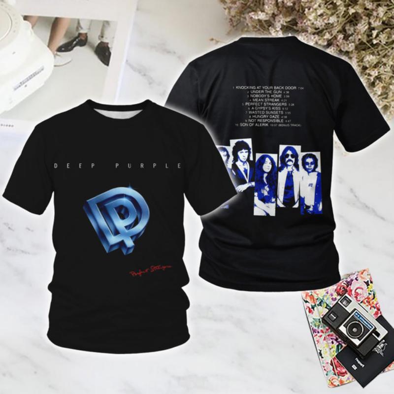 T-shirt Populaire Heavy Rock Metal Groupe Deep Purple Impression 3D Hommes/Femmes Manches Courtes T-shirt Mode Été Hip Hop Y2k Hauts