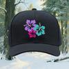 Hibiscus Flower Print Black Baseball Cap Polyester Casual Adjustable Snapback Hat For Unisex Outdoor