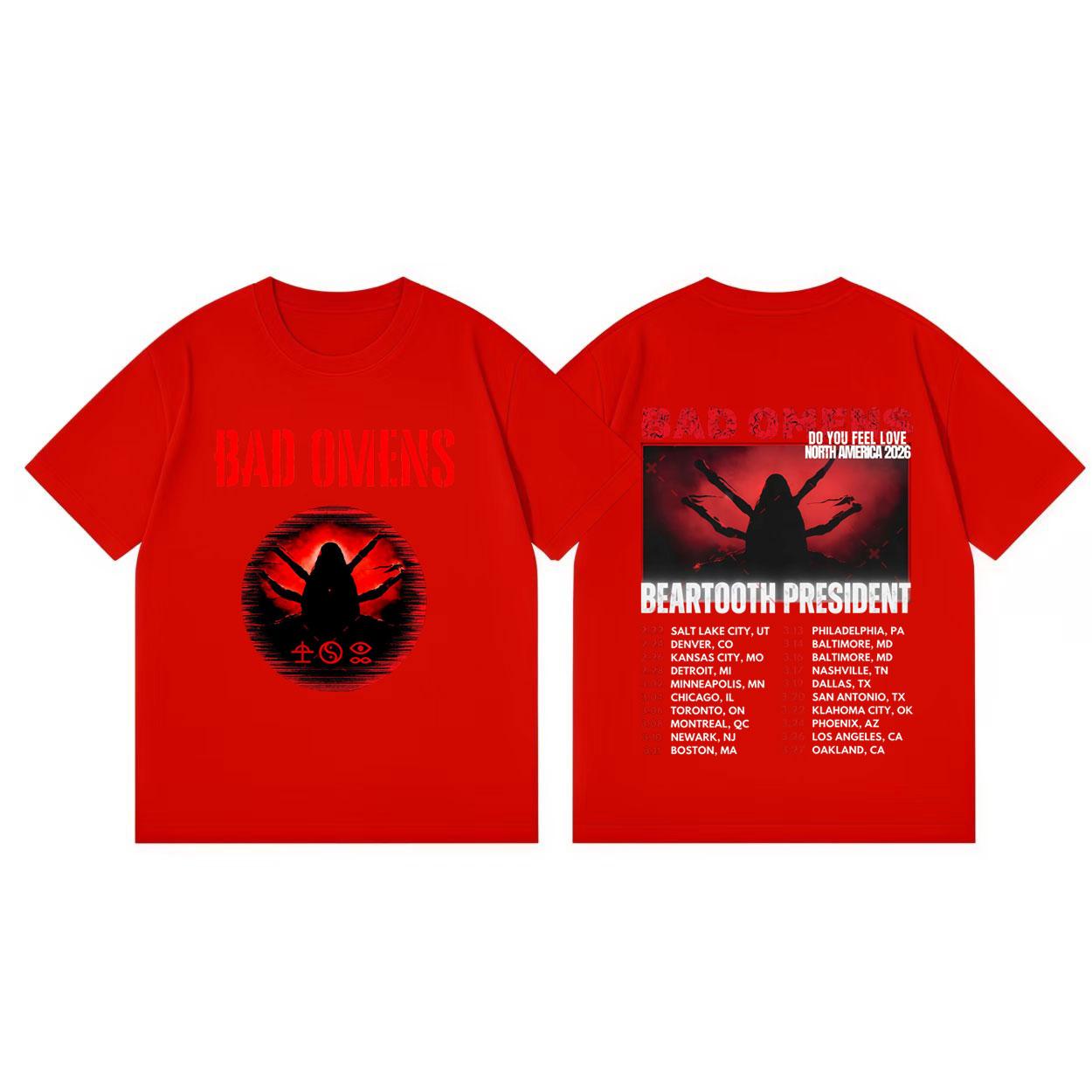 

Bad Omens Do You Feel Love Tour 2026 Tshirts Vintage Punk Rock Short Sleeve Tshirt Men Women Casual Fashion Oversized T Shirt S