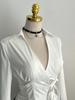 Spicy Girl High-End Slim Fit White Shirt for Women: Chic Long Sleeve, Waist-Cinching, Spring/Autumn Cardigan Top
