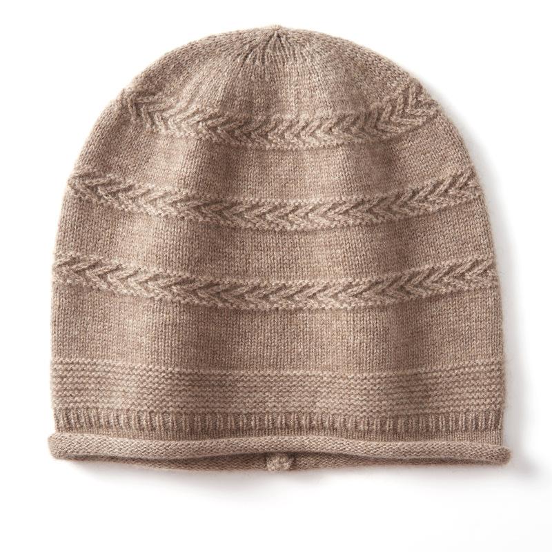 

Cashmere Autumn and Winter New Style Women s High End Solid Color Knitted Outdoor Warm Fashion Three Row Arrow Casual Hat One size