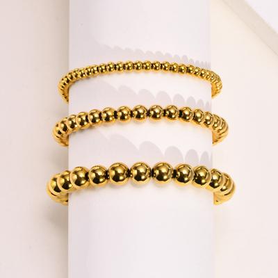Women's Beaded Bracelets ,4mm/6mm/8mm Stainless Steel Chain Stretch Elastic, Resistant Nickel Free Tarnish