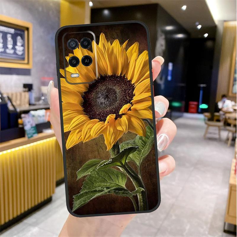 Beautiful Yellow Sunflower Case For OPPO A53 A31 A5 A9 A96 A76 A16 A54 A74 A94 A52 A72 A92 A93 A15 A57 A77 A17 Cover