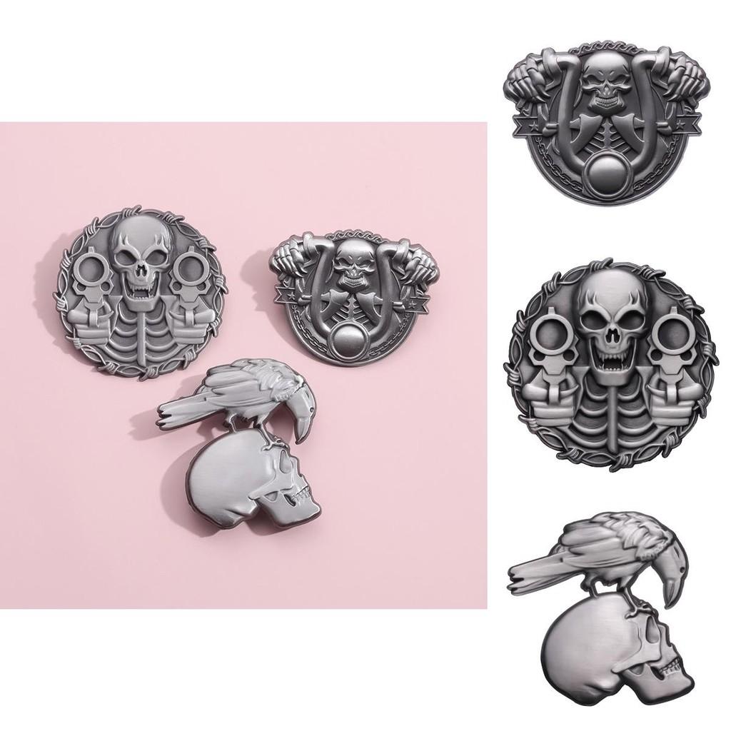 Stilvolle Tier- und geometrische Totenkopf-Brosche, perfekt für Halloween-Kostüme und Outfits