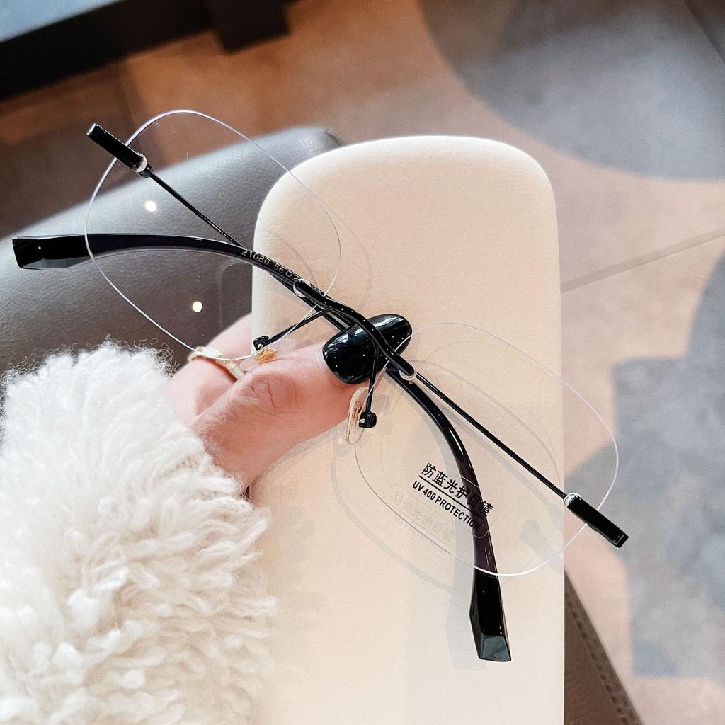 High Quality Square Rimless Glasses Frame Women Blue Light Blocking Eyeglasses Frames for Women