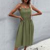 Women's Summer Casual Solid Color Square Neck Sleeveless Dress
