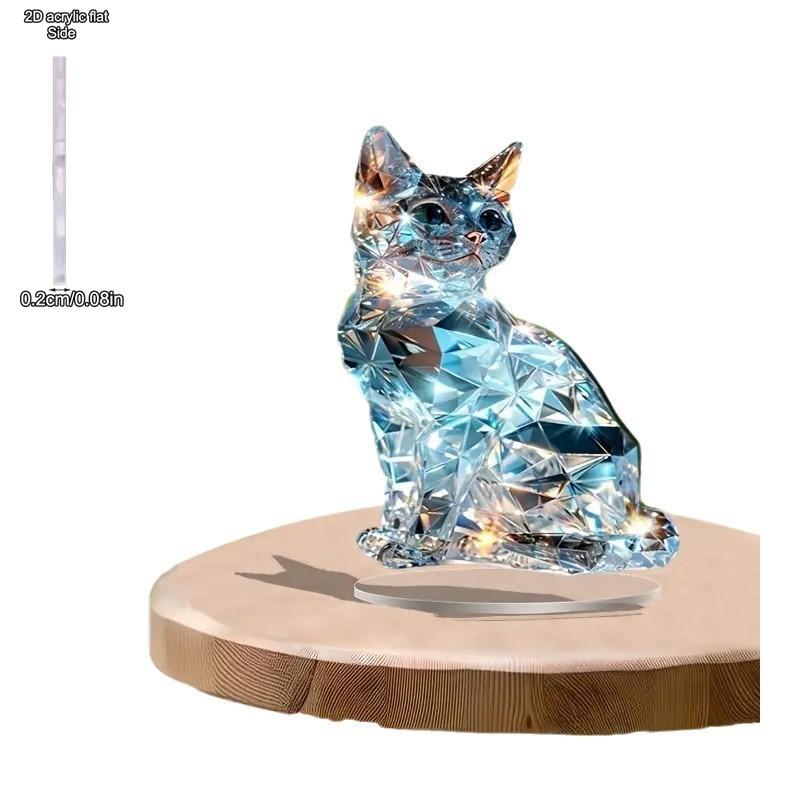 Crystal Kitten - 2D Flat Acrylic Desktop Ornament, Wall Decor Art, Four Seasons Decoration, Novelty Home Decor, Perfect Durable for Bedroom