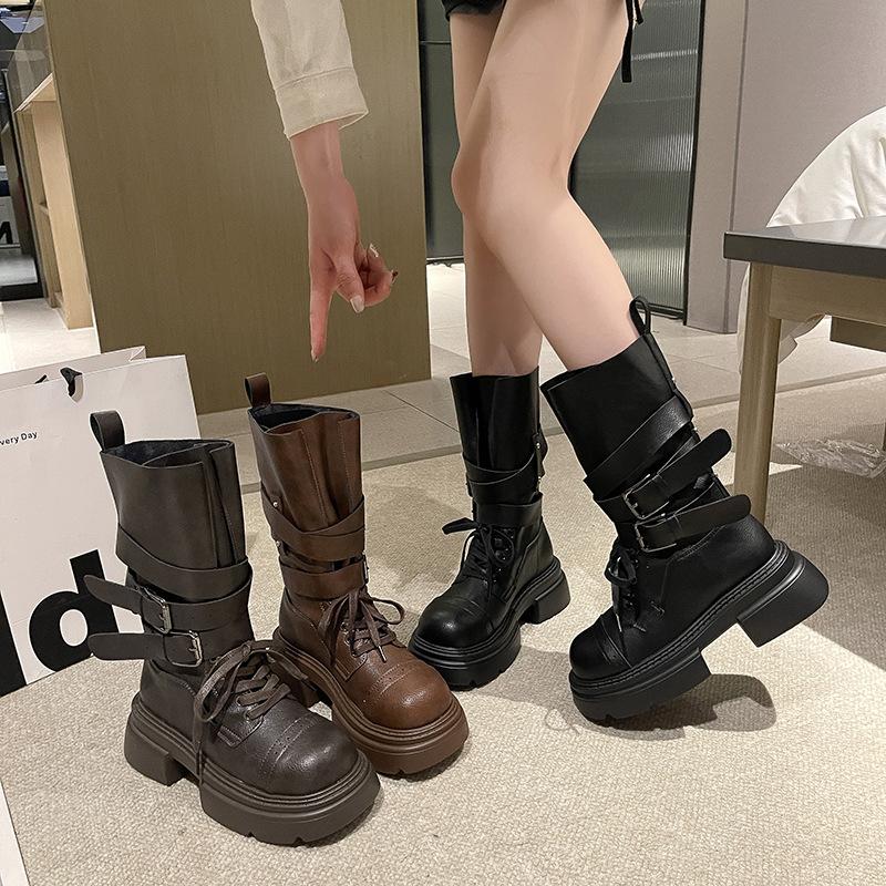 Women's retro not tired feet Martin boots - comfortable soft elastic trend non-slip wear chic hundred outstanding height increase shoes