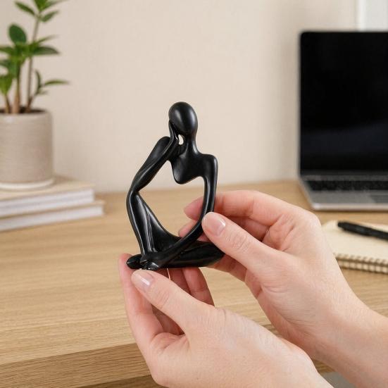 Jijijing Thinker Statue, Modern Abstract Art Sculpture, 3D Printed Collectible Figurine for Home Office Bookshelf Desktop Decor