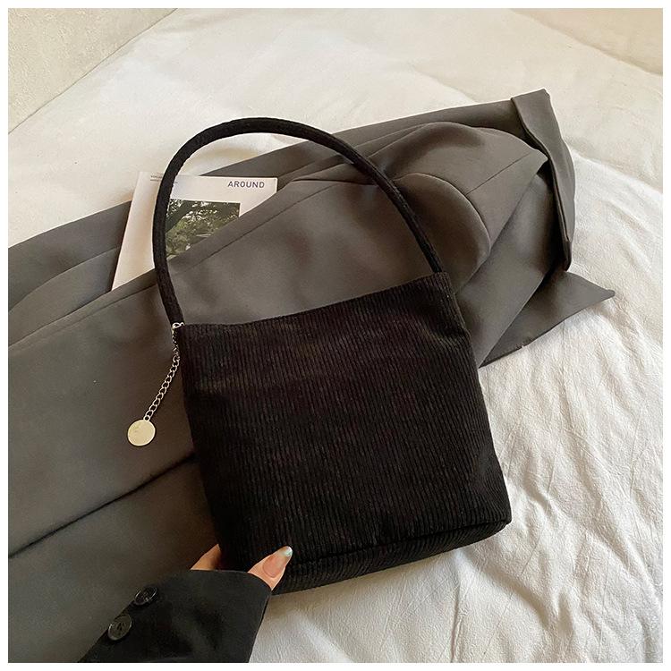 Simple Retro New Solid Color Casual Large-capacity Corduroy Armpit Hand-carried One-shoulder Handbag