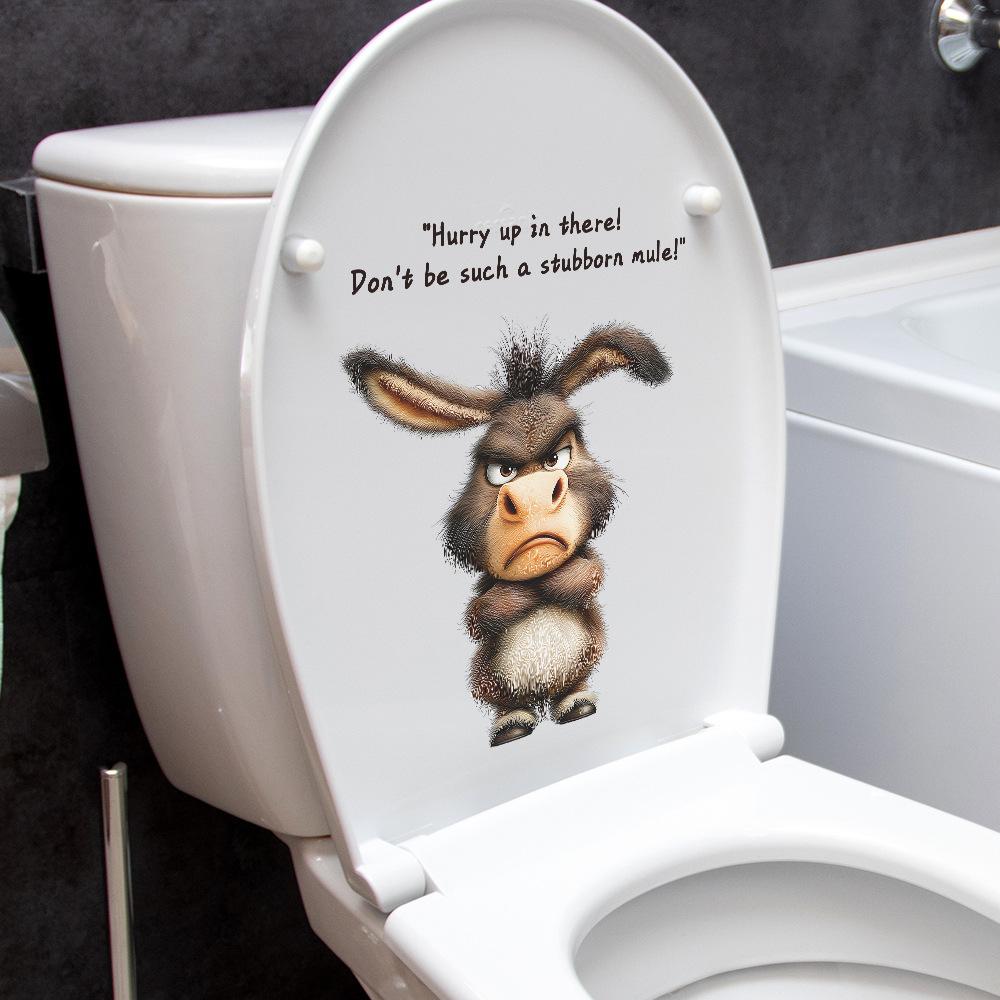 Angry Funny Donkey Toilet Seat Sticker Bathroom Decor Removable Waterproof Decal
