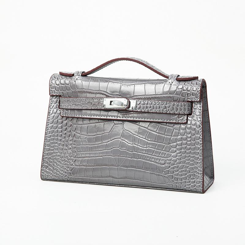 

2025 New Style Handheld Evening Bag Cowhide String Chain Bag Genuine Leather Women s Bag Deceiving You Single Leather Handbag Lambskin Bag 22x7x14cm серебряный/серый