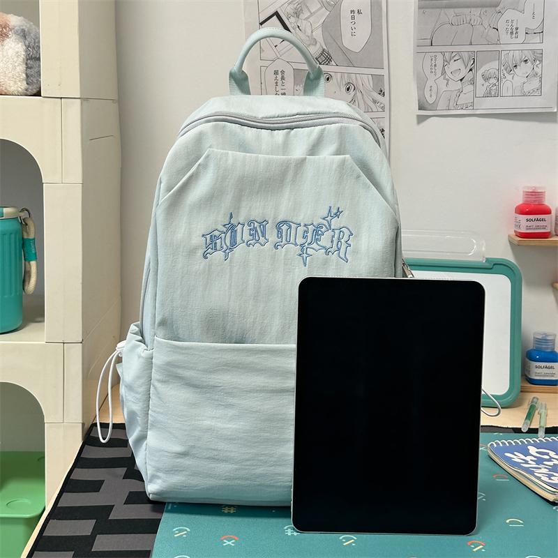College Style Student Schoolbag Large Capacity Embroidered Backpack
