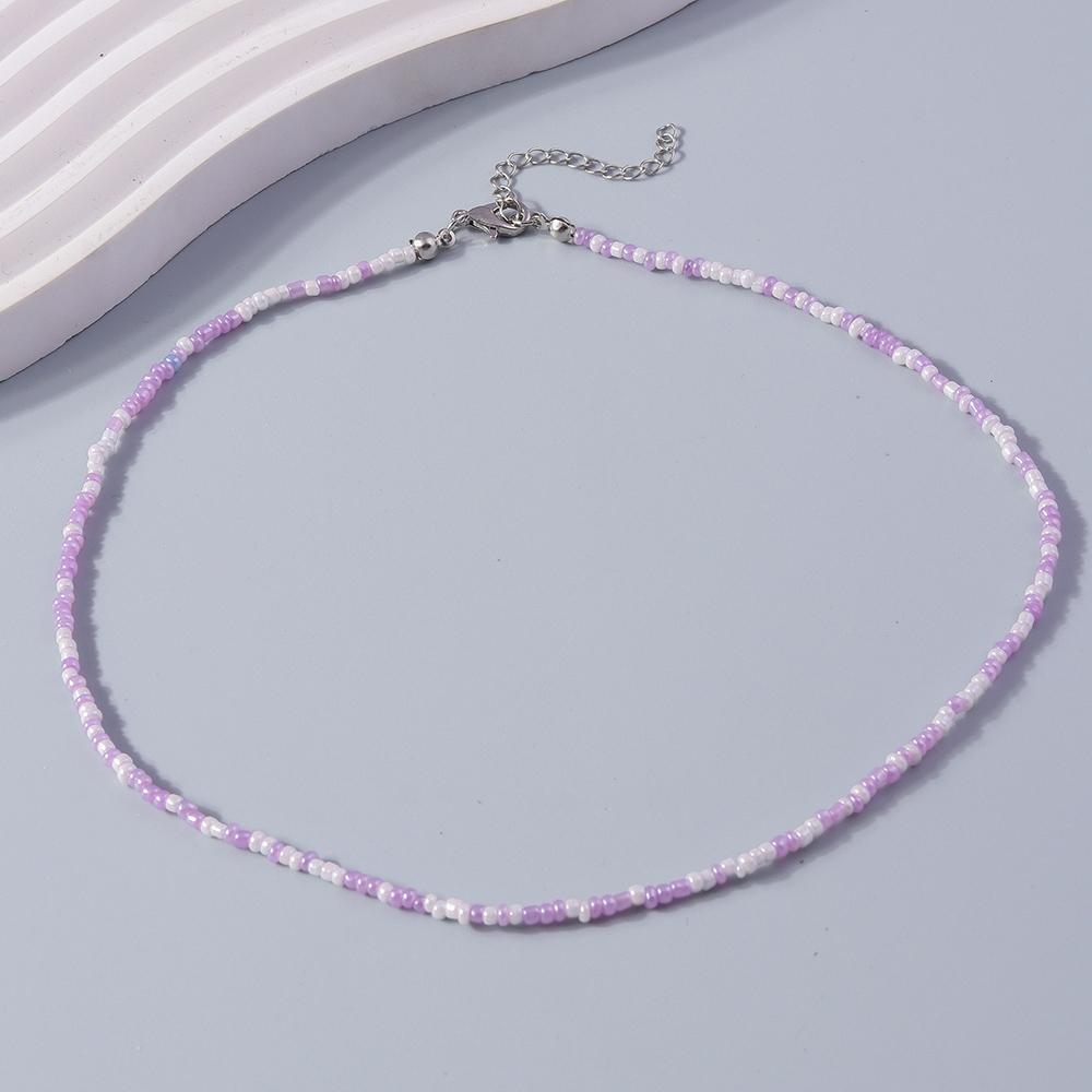 Fashion Candy Color Beaded Necklace Colorful Beads Boho Choker Necklace for Women Girls Holiday Jewelry Gifts