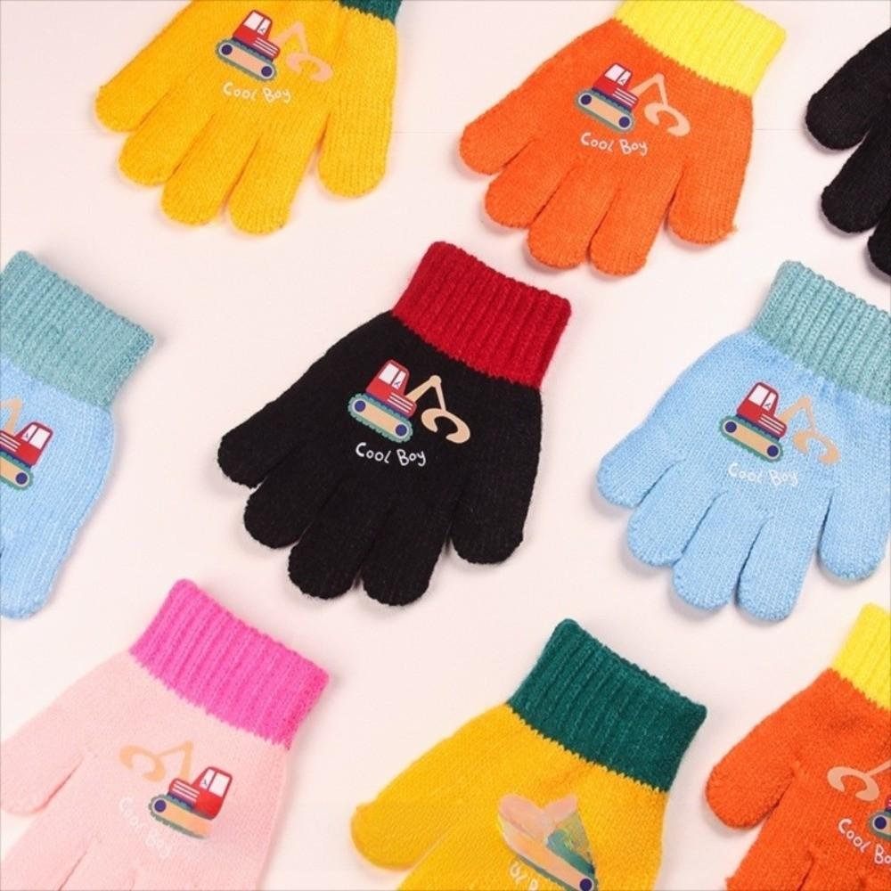 Cute Cartoon Knitted Gloves Windproof Kids Gloves Fashion Full Finger Mittens Winter