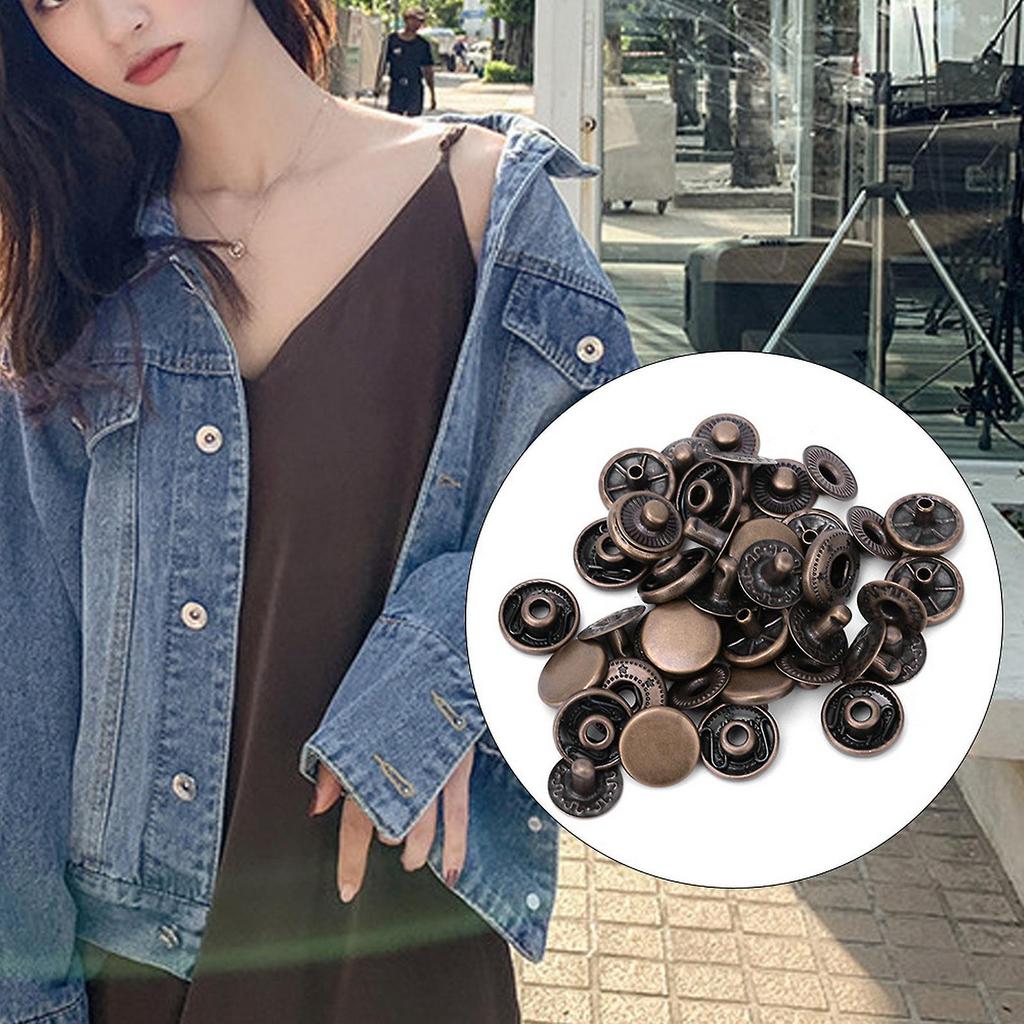 50 set Pure Brass Snap Buttons Round Button Cloth Luggage Decoration Tool(12.5mm Bronze)