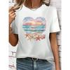 European Size Fashionable Letter Cartoon Print Women's Round Neck Pure T-shirt, Simple Design, Comfortable and Breathable, Versatile Essential