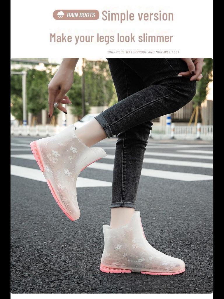 Cizme de ploaie pentru cuplu impermeabile în stil coreean - pantofi din cauciuc cu tub scurt, anti-alunecare